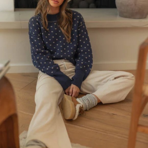 NWT Navy Patterned Cropped Sweater - Picture 4 of 8